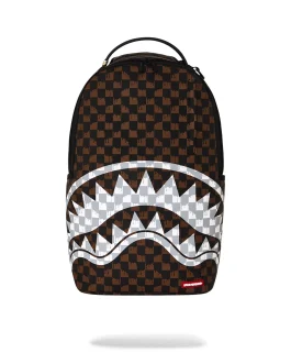 MOCHILA SHARK CON COMPROBACIÓN DE GOTEO MARRÓN Y CREMA